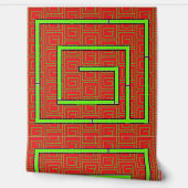 Papier Peint Rouge Vert Géo (Déroulement)