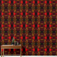 Rouge vert moderne Floral Abstrait Art Motif #05