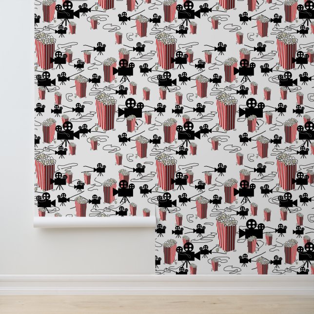 Papier Peint Roulettes de cinéma et pop-corn (Application)