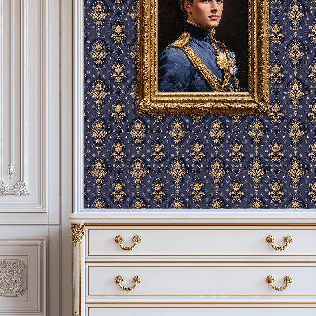 Papier Peint Royal Indigo Baroque Princesscore (Royal Indigo Baroque Princesscore Wallpaper)