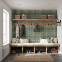 Russe moderne Burlap Plaid Green