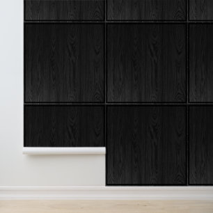 Papier Peint Rustique Bois foncé Brown Carreaux noirs Motif ten