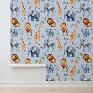 Papier Peint Safari Animaux Nursery Chambre pour enfants