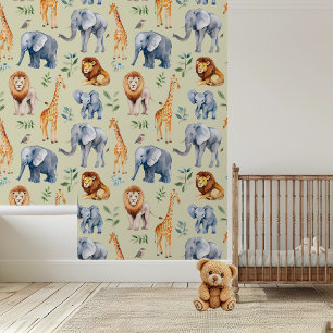 Papier Peint Safari Animaux Nursery Chambre pour enfants