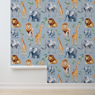 Papier Peint Safari Animaux Nursery Chambre pour enfants