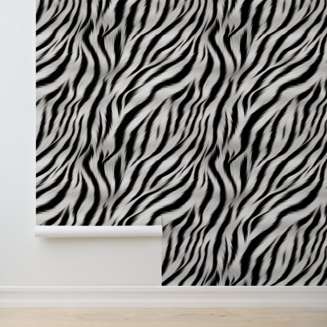 Papier Peint Safari noir blanc Zebra (Application)