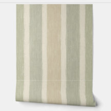 Sage Green and Beige Watercolor Stripes Pattern