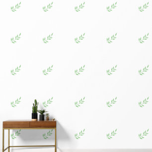 Papier Peint Sage Green Leaf Motifs Jardin Vert Vert Blanc