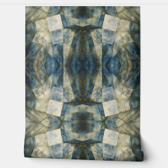 Papier Peint Sage Olive Green Or Géométrique Abstrait naturel (Déroulement)