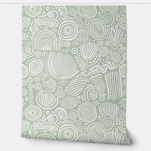 Papier Peint Sage Serenity : Doodle lunaire