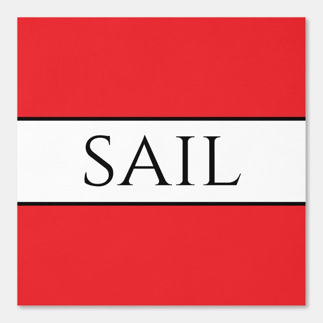 Papier Peint SAIL Fun Nautique Bright Red Black White Stripes (Recto)