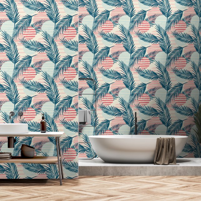 Papier Peint Salle de bain tropicale (Salle de bain)