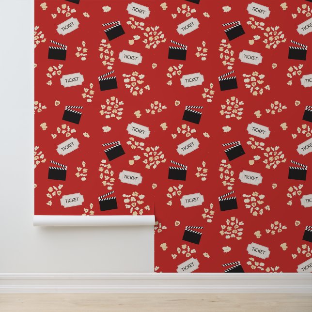 Papier Peint Salle de cinéma Popcorn Retro (Application)