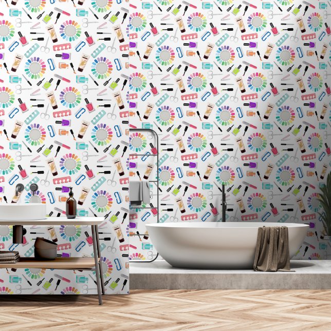 Papier Peint Salon de beauté Manucure Pédicure Ongles  (Salle de bain)