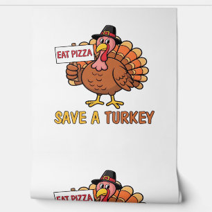 Papier Peint Sauvez Une Turquie Mange Pizza Drôle Thanksgiving