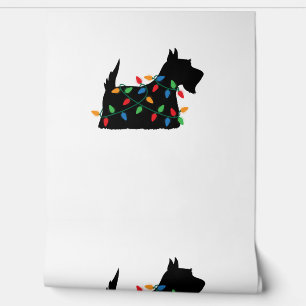 Papier Peint Scottish Terrier Scottie Chien Noël Lumières Cadea