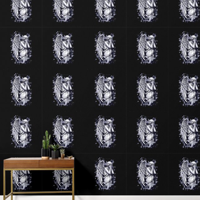 Papier Peint Sculpture d'un ange larmant - avec des éclaboussur (Couloir)