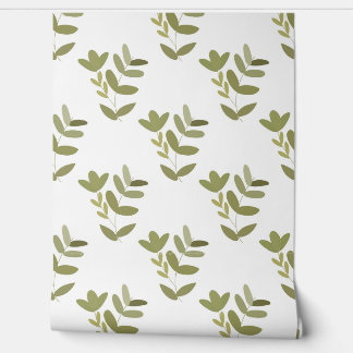 Papier Peint seamless botanical  simple pattern  with green pla