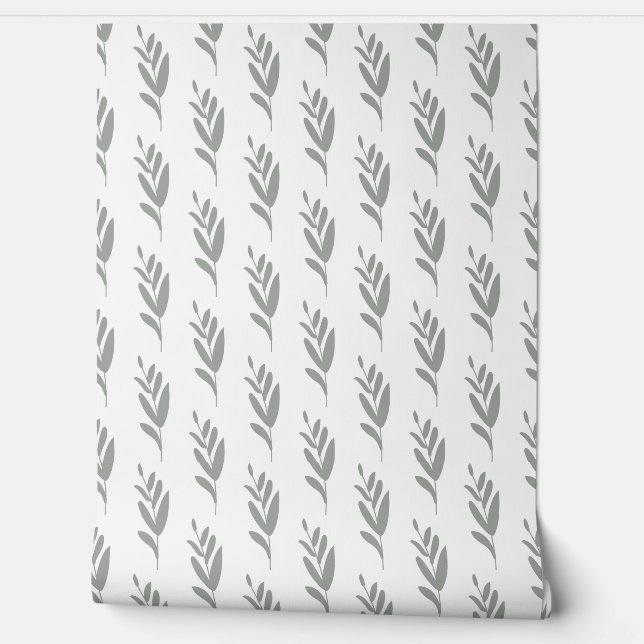 Papier Peint seamless botanical  simple pattern  with grey plan (Déroulement)