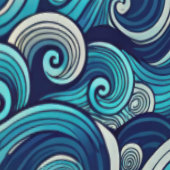Papier Peint Seamless Ocean Waves Pattern Blue Nautical Swirls (Couture)