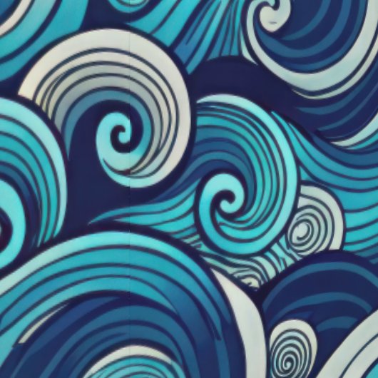 Papier Peint Seamless Ocean Waves Pattern Blue Nautical Swirls (Couture)