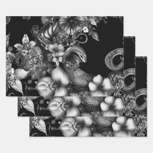 Papier peint Serpent de couleur noire blanche comp (Lot)