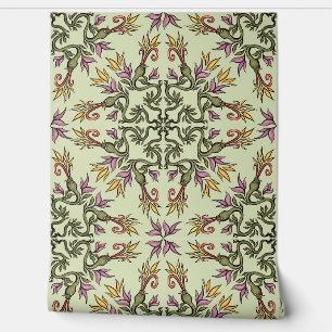 Papier Peint Serpents verts Floral Mandala Imaginaire botanique