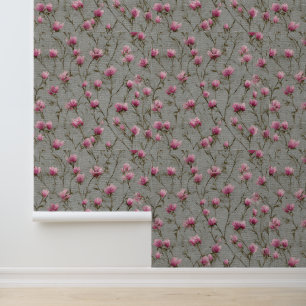 Papier Peint Shabby Chic Vintage Motif Floral Bureaux Rose rose