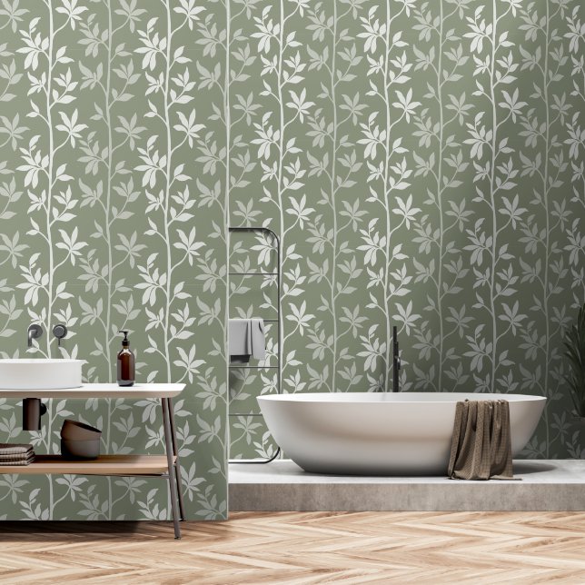 Papier Peint Silhouette Brise de Forêt L 2b botanique minimal (Salle de bain)
