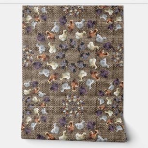 Papier Peint Silkie Bantam Poulets Burlap Ferme Mandala