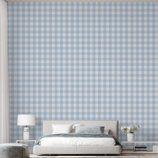 Papier Peint Simple 3" carreaux bébé bleu Gingham Buffalo Check (Chambre à coucher)