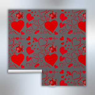 Papier Peint Simple Coeurs Rouges Amour Romantique Sur Charbon 