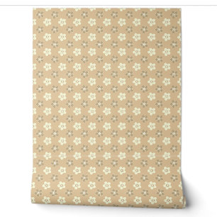 Papier Peint simple floral beige motif rétro