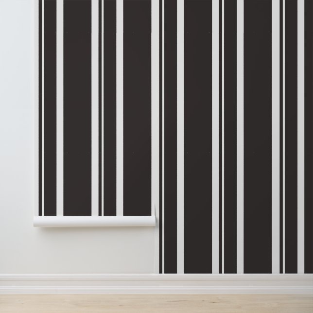 Papier Peint Simple moderne Brown foncé rayures blanches (Application)