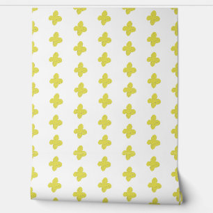 Papier Peint Simple Moderne Motif Floral Jaune Blanc Fleur