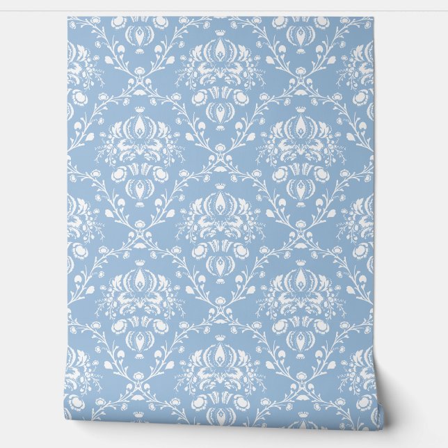 Papier Peint Sky Blue Damask (Déroulement)