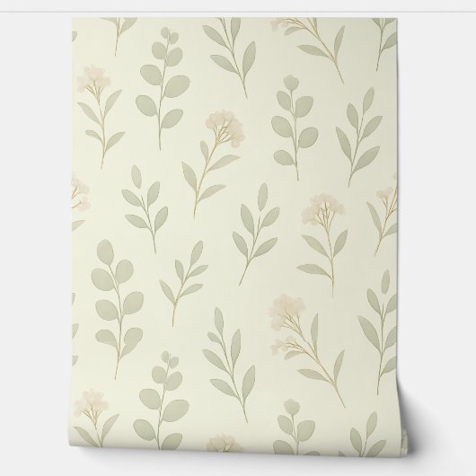 Papier peint Soft Botanical Nursery - Neutral Gree (Déroulement)