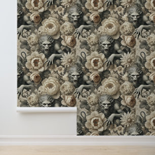 Papier Peint Splendor lycanthropique - Gothique Werewolf Floral