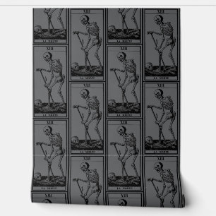 Papier peint squelette - Décor gothique - Gris - L