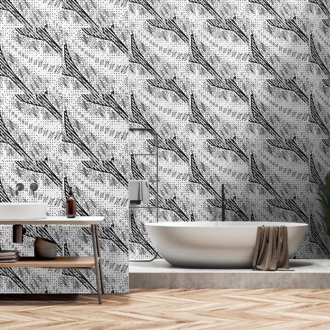 Papier Peint Squiggles diagonal (Salle de bain)