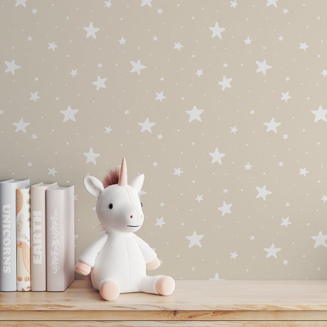 Papier Peint Star Pattern Dreamy Boho Kid Room Warm Neutral Sky (Créateur téléchargé)