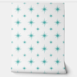 Papier Peint Starburst atomique turquoise Motif du milieu du si
