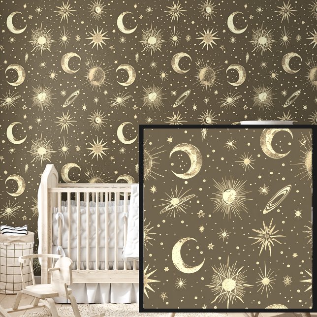 Papier Peint Stars Moons Espace Thème sur Brown (Créateur téléchargé)