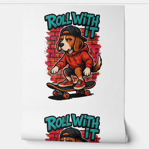 Papier Peint Style de rue Beagle Skateboard Graffiti Art
