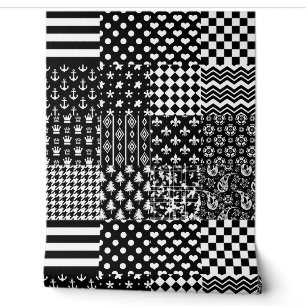 Papier Peint Style minimaliste Motif mixte noir blanc