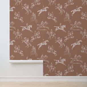 Papier Peint Style moderne Brown Blanc Horseback Toile d'équita