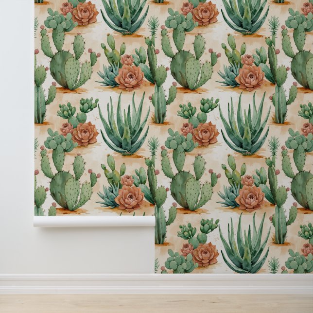 Papier Peint Style Sud-Ouest Cactus & Succulents Peel and Sti (Application)