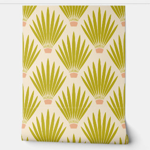 Papier Peint Sud-ouest Boho Desert Cactus Palm Feuilles - Crème