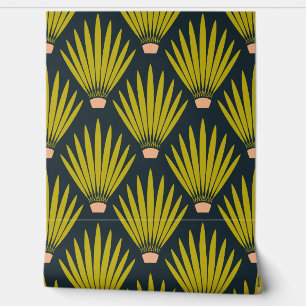 Papier Peint Sud-ouest Boho Desert Cactus Palm Feuilles - Marin