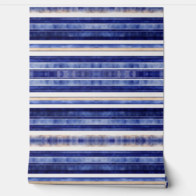 Papier Peint Summer Navy Blue Modern Boot Stripes Collection (Déroulement)
